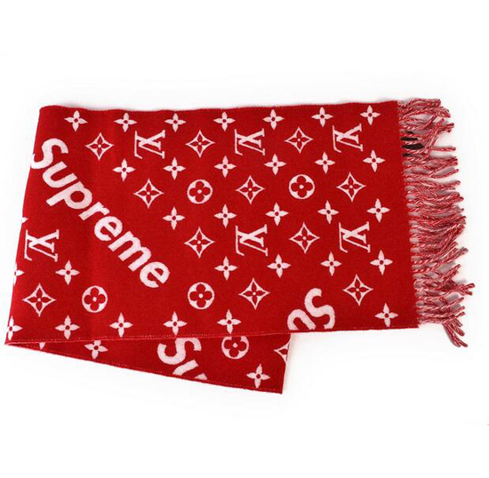 17AW ルイヴィトン × SUPREME Monogram Scarf マフラー レッド スカーフ ルイヴィトン×シュプリーム 7080220